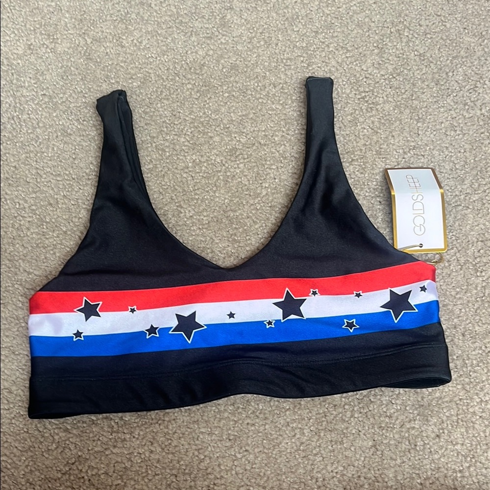 Women's Black and Multicolor Sports Bra